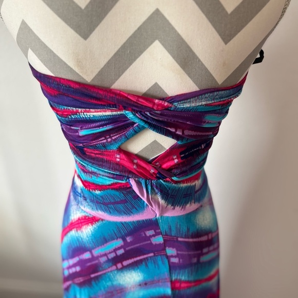 Womens Felicity & Coco Strapless Maxi Dress XS Abstract Print Open Back - Picture 5 of 8